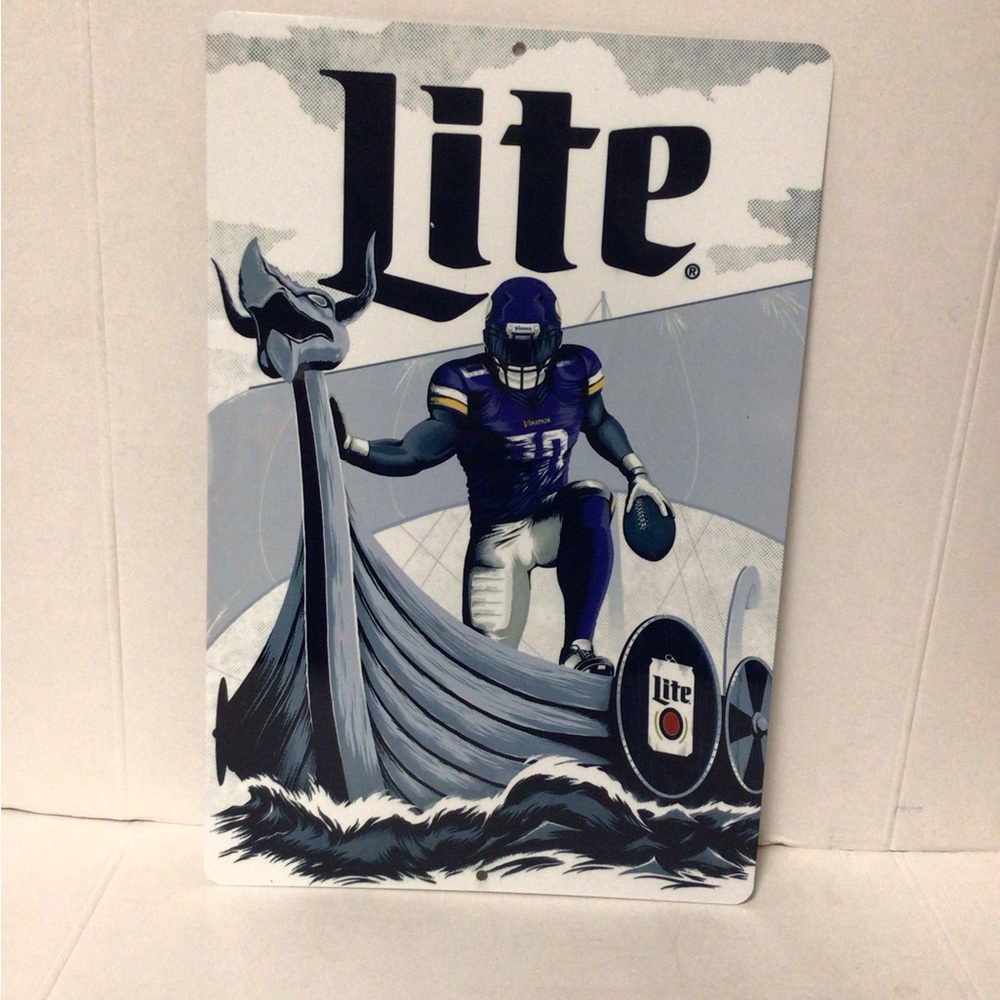 COPY - COPY - Miller Lite NFL Minnesota Viking metal beer sign man cave